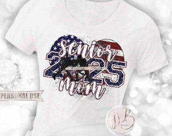 Patriotic Boy Wrestling 2025 Senior Mom Heart T-Shirt Sublimation Design • Senior Night Tee for Mom American USA Flag • DIY Print and Press