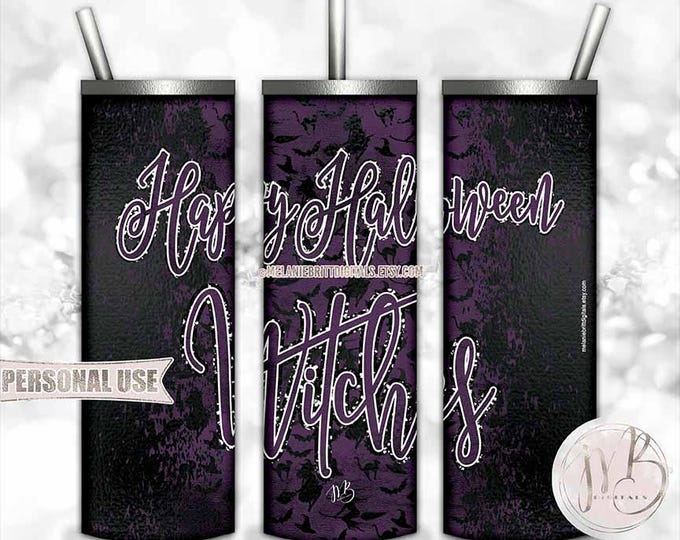 Purple Grunge Happy Halloween Witches Tumbler Wrap Download • Witchy Halloween Party Ladies Night • Sublimation Print and Press #2