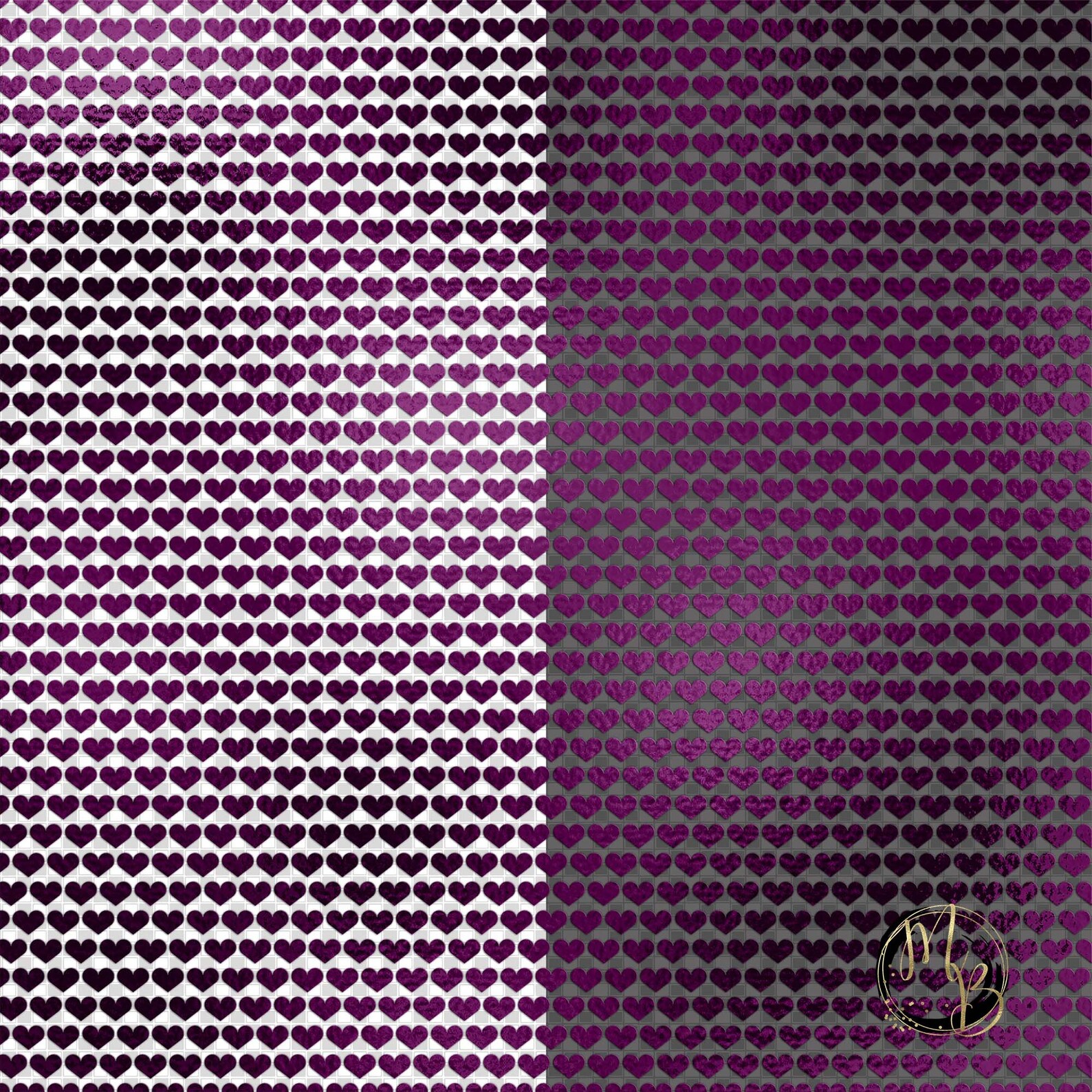 Purple Embossed Heart Overlays With Shiny Metallic Foil Etsy