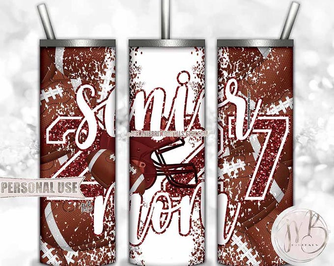 Maroon Football Senior 2027 Mom Tumbler Wrap Download • Helmet Glitter Sports Mom Gift • Sublimation Print and Press #1