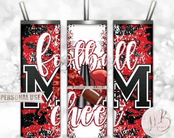 Red Mom of Both Football and Cheer 20oz Skinny Tumbler Wrap Sublimation Design • Camouflage Mom Gift • DIY Print and Press