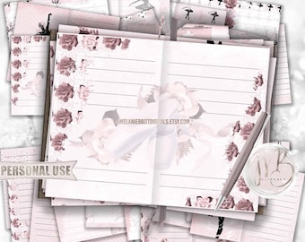 Pink Ballet Junk Journal Page Download • Ballerina Pointe Shoes Dance Recital • Journaling Printable