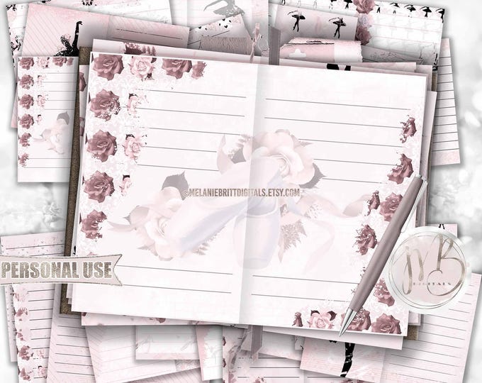 Pink Ballet Junk Journal Page Download • Ballerina Pointe Shoes Dance Recital • Journaling Printable