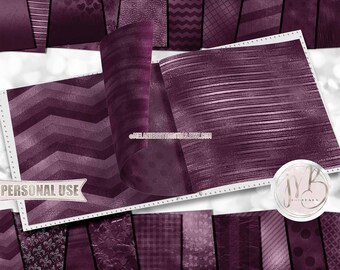 Boysenberry Luxe Scrapbook Paper Download • Unique Shimmering Metallic Foil Design • DIY Printable Paper Crafts 20 12x12 JPG & PDF