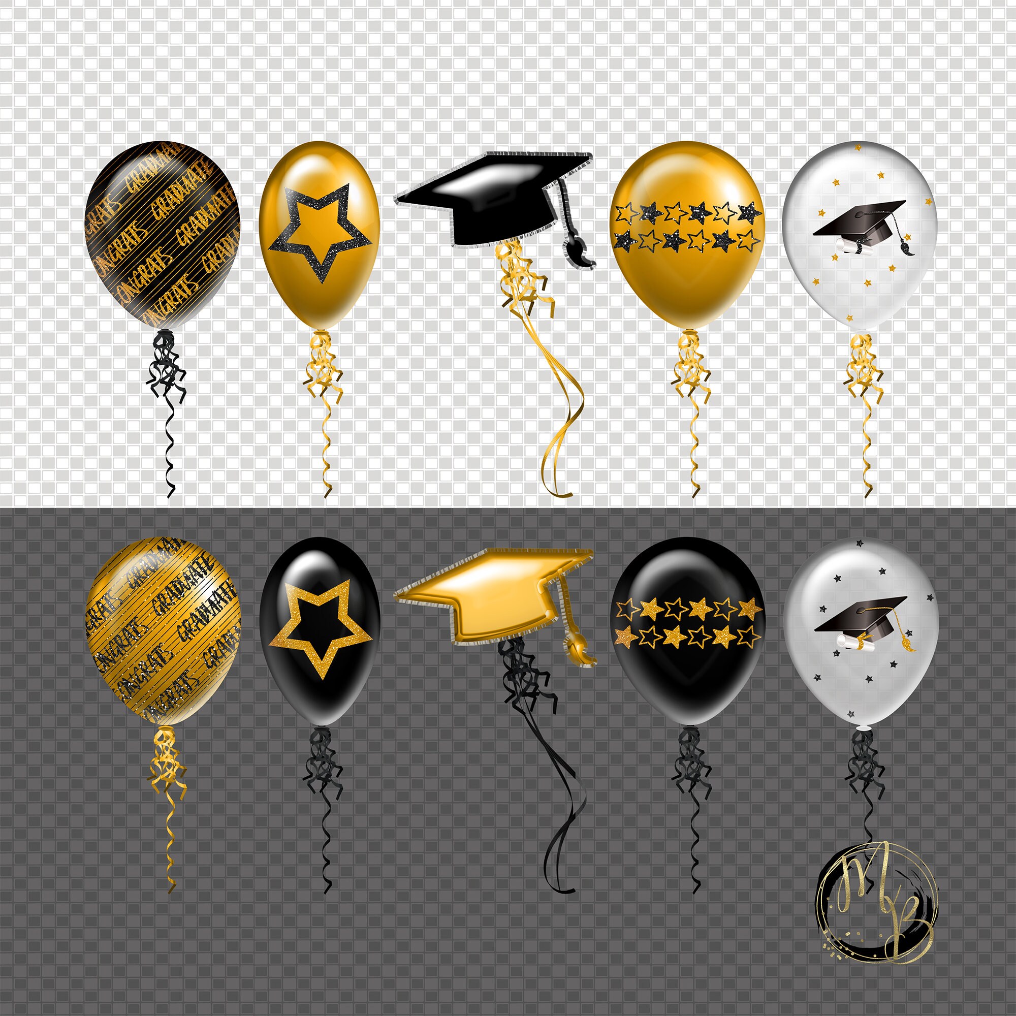 Athletic Gold Graduation Balloon Clipart Graphics with Etsy