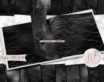 Black Shattered Scrapbook Paper Download • Black Crackle Shimmering Foil Design • DIY Printable Paper Crafts 20 12x12 JPG & PDF