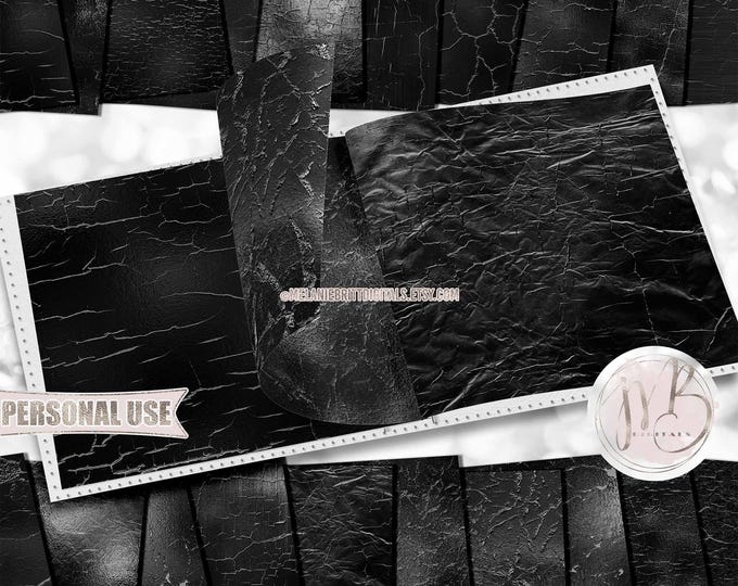 Black Shattered Scrapbook Paper Download • Black Crackle Shimmering Foil Design • DIY Printable Paper Crafts 20 12x12 JPG & PDF