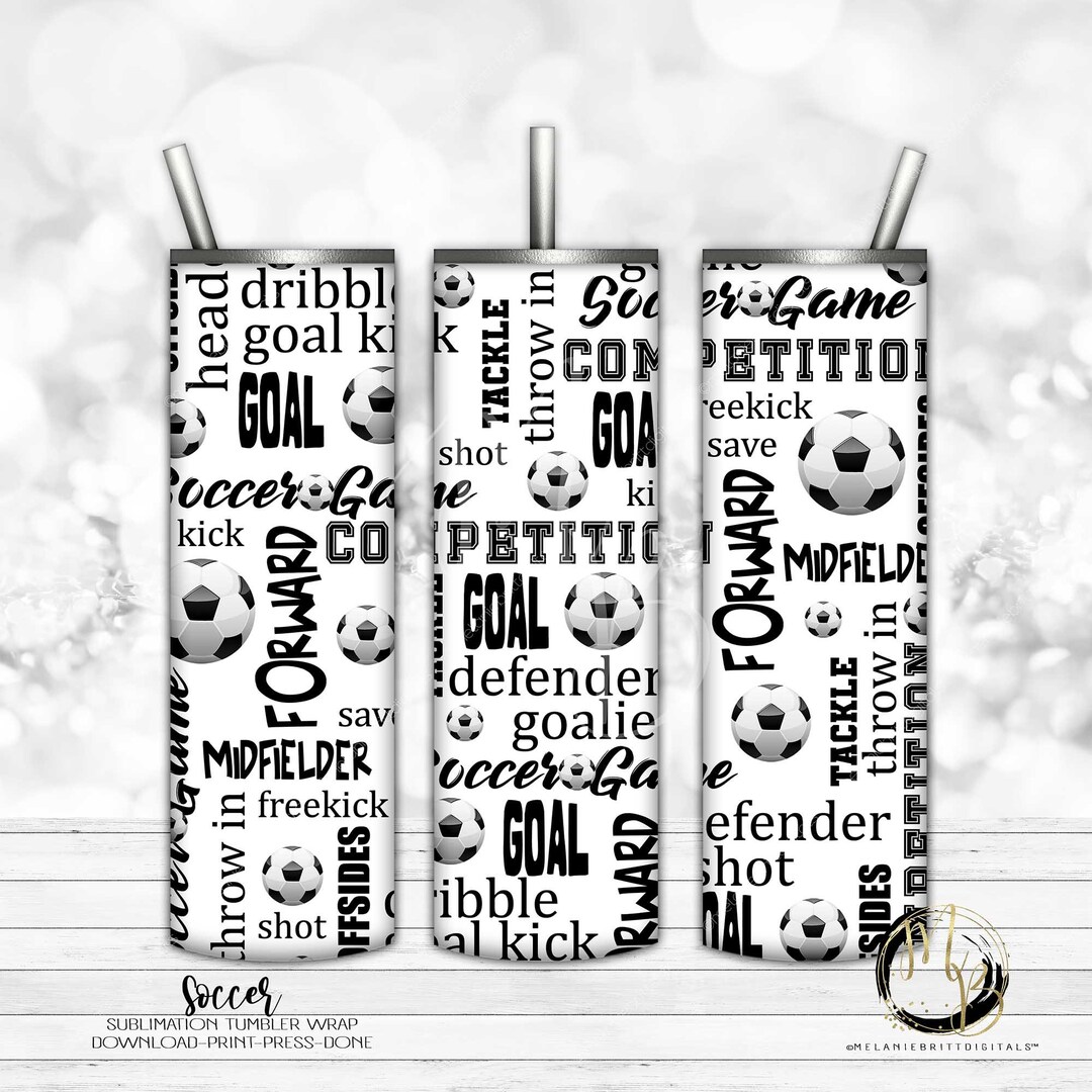 Black Soccer Tumbler Wrap Digital Download for Sublimation Etsy