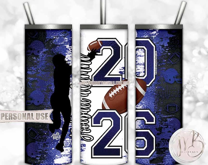 Football Alumni 2026 Tumbler Wrap Download • Blue School Colors • Sublimation Print and Press