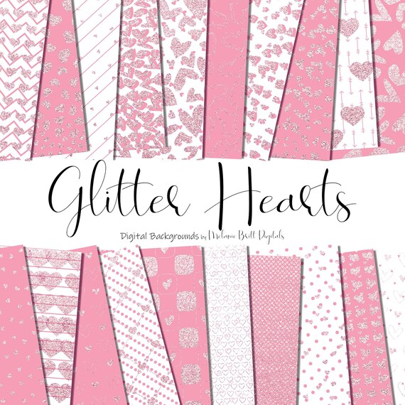 Baby Pink Glitter Heart Digital Paper Backgrounds Girl Baby Etsy