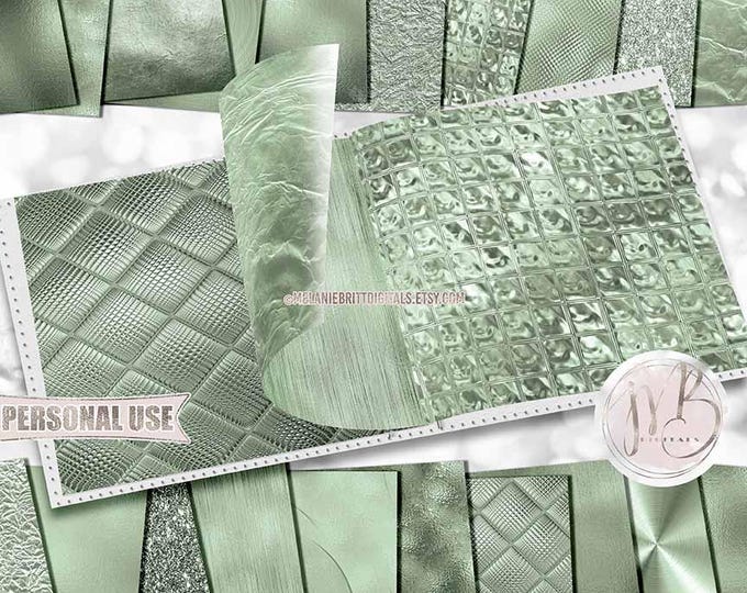 Smoke Green Opulent Scrapbook Paper Download • Unique Metallic Shimmering Foil • Scrapbooking Printable