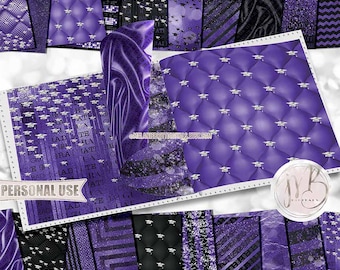 Purple Luxury Graduation Scrapbook Paper Download • Luxurious Diamond Mortarboards • Scrapbooking Printable