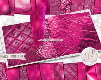 Dark Pink Opulent Scrapbook Paper Download • Unique Metallic Shimmering Foil Design • DIY Printable Paper Crafts 20 12x12 JPG & PDF