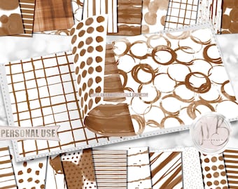 Brown Watercolor Scrapbook Paper Download • Patterned Paper Messy Painted Design • DIY Printable Paper Crafts 20 12x12 JPG & PDF