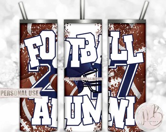 Navy Blue Football Alumni 2017 20oz Skinny Tumbler Wrap Sublimation Design • Football Glory Days Alumni Night Gift • DIY Print and Press