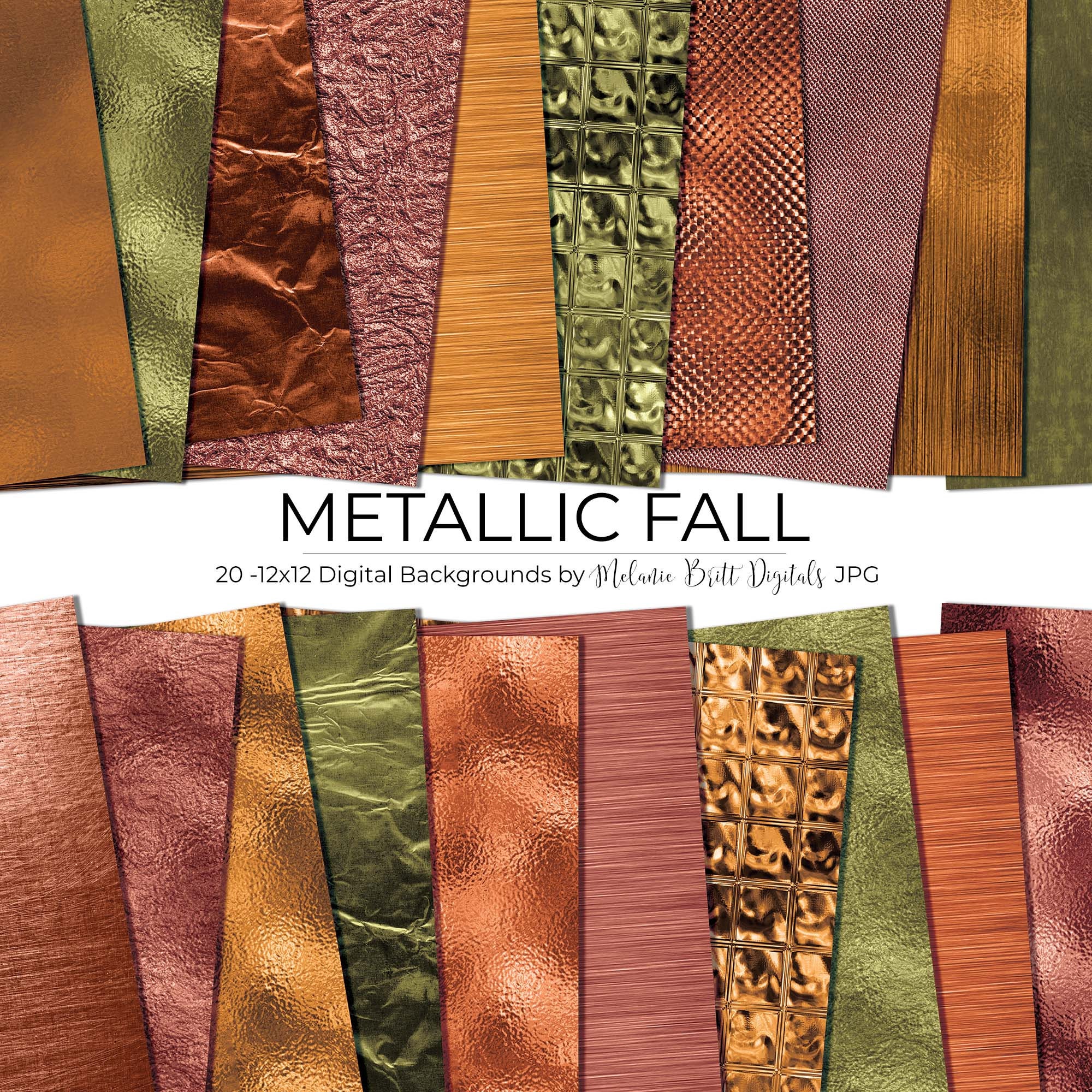 Metallic,Texture Papers Fall Foil Digital Paper Crumpled Foil Autumn Digital Paper Digital Paper Pack Digital Backgrounds Scrapbooking