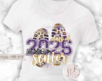 Cross Country XC Senior 2026 T-Shirt Sublimation Download • Terrain Endurance Running Purple and Athletic Gold Glitter • DIY Print and Press