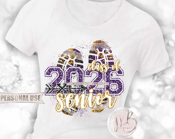 Cross Country XC Senior 2026 T-Shirt Sublimation Download • Terrain Endurance Running Purple and Athletic Gold Glitter • DIY Print and Press