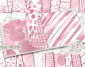 Pink Glam Watercolor Scrapbook Paper Download • Sparkling Glitter and Shimmering Watercolor Design • Printable Paper Crafts 20 12x12 JPG PDF
