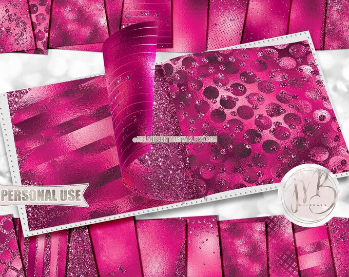 Dark Pink Glam Scrapbook Paper Download • Sparkling Glitter and Shimmering Foil Design • DIY Printable Paper Crafts 20 12x12 JPG & PDF