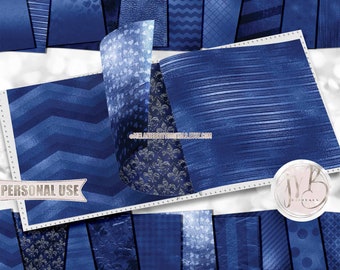 Royal Blue Luxe Scrapbook Paper Download • Unique Shimmering Metallic Foil Design • Printable Paper Crafts 20 12x12 JPG & PDF