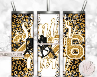 Athletic Gold Boy Wrestling Senior 2026 Mom Leopard 20oz Skinny Tumbler Wrap Sublimation Download • DIY Print and Press