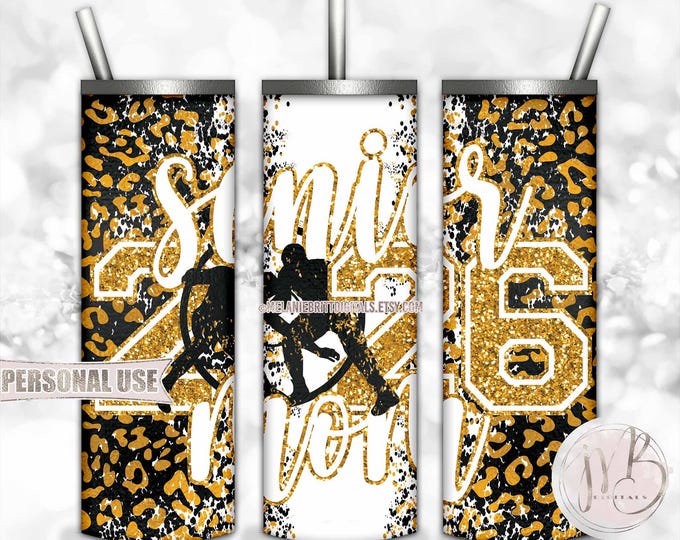 Boy Wrestling Senior 2026 Mom Leopard Tumbler Wrap Download • Athetic Gold School Colors • Sublimation Print and Press