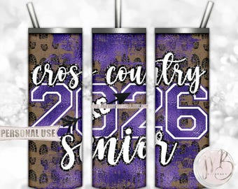 Old Purple Cross Country XC Senior 2026 20oz Skinny Tumbler Wrap Sublimation Design Download • Terrain Endurance Running • DIY Print & Press