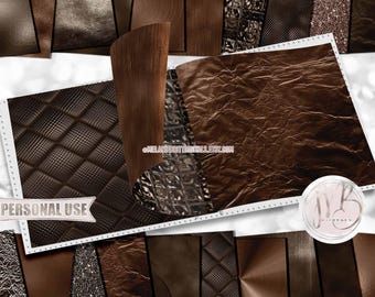 Sable Brown Opulent Scrapbook Paper Download • Unique Metallic Shimmering Foil Design • DIY Printable Paper Crafts 20 12x12 JPG & PDF