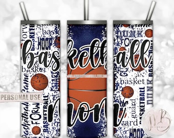 Navy Basketball Mom Tumbler Wrap Sublimation Download • Sport Typography • DIY Print and Press