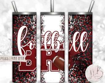 Maroon Football Brother 20oz Skinny Tumbler Wrap Sublimation Design • Football Helmet Leopard Print Sports Bro Gift • DIY Print & Press
