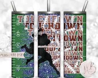 Football Touchdown 20oz Skinny Tumbler Wrap Sublimation Download • DIY Print and Press