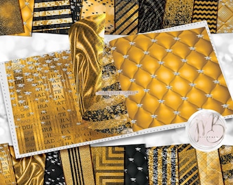 Athletic Gold Luxury Graduation Scrapbook Paper Design • Luxurious Diamond Mortarboards • DIY Printable Paper Crafts 20 12x12 JPG & PDF