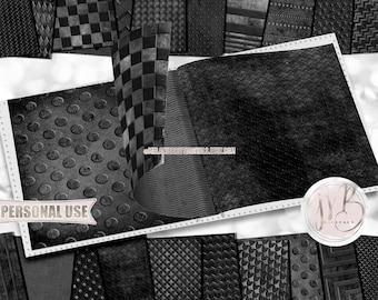 Black Distressed Scrapbook Paper Design Download • Embossed Grunge Patterned Papers • DIY Printable Paper Crafts 20 12x12 JPG & PDF