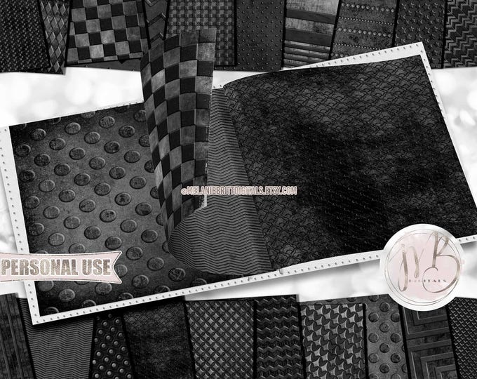 Black Distressed Scrapbook Paper Design Download • Embossed Grunge Patterned Papers • DIY Printable Paper Crafts 20 12x12 JPG & PDF