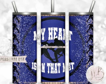 Blue Boy Wrestling 20oz Skinny Tumbler Wrap Sublimation Download • My Heart is on that Mat Wrestling Family Gift • DIY Print & Press