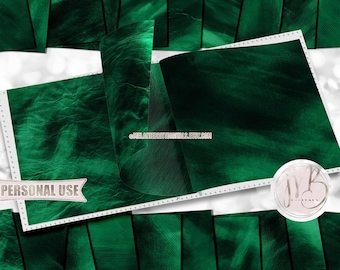 Emerald Green Sleek Watercolor Scrapbook Paper Download • Shimmering Hand Painted Design • Printable Paper Crafts 20 12x12 JPG & PDF