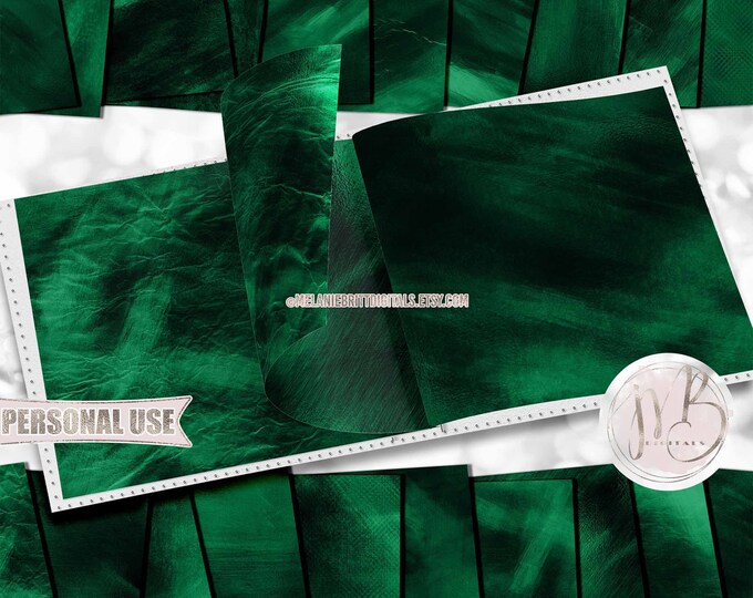 Emerald Green Sleek Watercolor Scrapbook Paper Download • Shimmering Hand Painted Design • Printable Paper Crafts 20 12x12 JPG & PDF