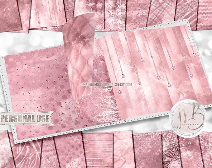 Blush Luxury Watercolor Scrapbook Paper Download • Luxurious Glittery Paint • Scrapbooking Printable