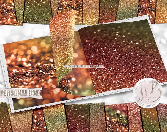 Ombre Bokeh Glitter Scrapbook Paper Download • Autumn - Fall Season Sparkling Glitter Design • Printable Paper Crafts 20 12x12 JPG & PDF
