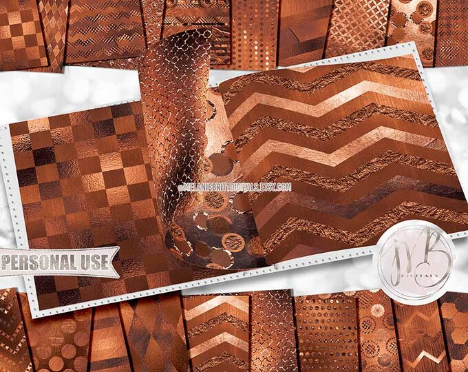 Copper Opulent Patterned Scrapbook Paper Download • Unique Metallic Shimmering Foil • Scrapbooking Printable