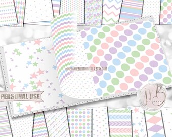 Pastels Classic Scrapbook Paper Download • Patterned Geometric Design • Printable Paper Crafts 20 12x12 JPG & PDF