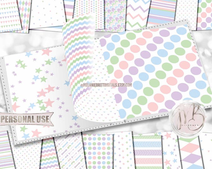 Pastels Classic Scrapbook Paper Download • Patterned Geometric Design • Printable Paper Crafts 20 12x12 JPG & PDF