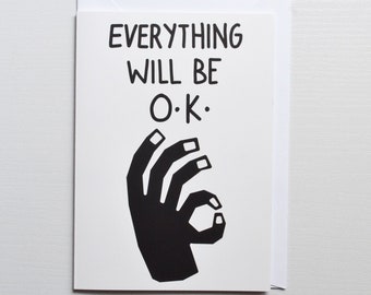 Everything Will Be OK Card - Well Being Card, Friendship Card, Mental Health Card, Heartwarming Card