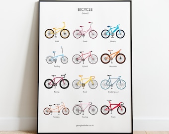 Bike Poster A4/A3/A2 - Bicycle Cycling Wall Art, Cyclist Gift Idea, Bike Art Print, Wall Decor