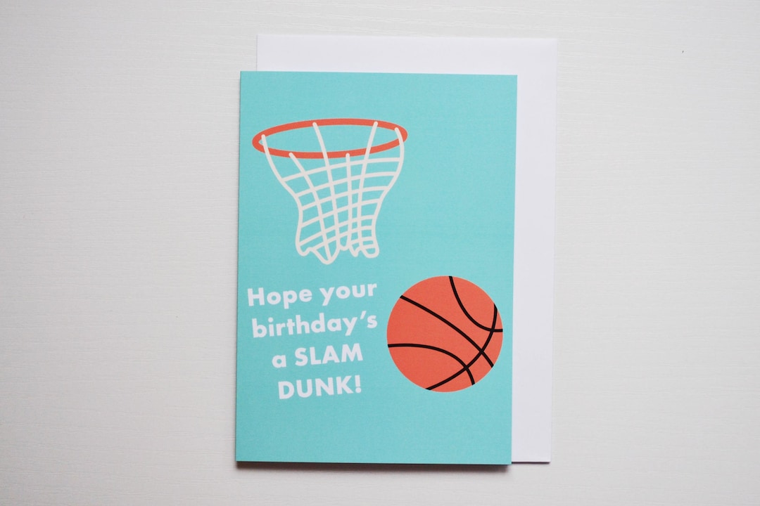 Basketball Slam Dunk Birthday Card Funny, Sports Pun Birthday Card Etsy