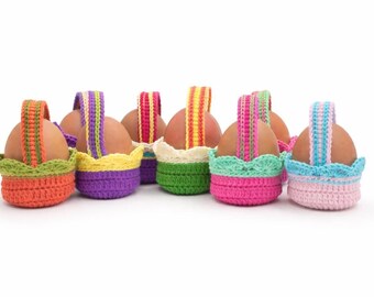 Cestino di uova di Pasqua all'uncinetto: mini cestini di zucchero filato