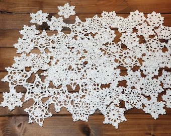 FREE SHIPPING 50 Crocheted Christmas Snowflakes, Chrismas ornament, Christmas StaRS, Christmas home decors, Wedding appliques