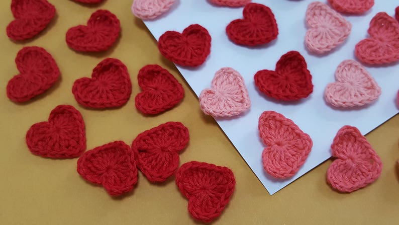 Small Crochet Red hearts, wedding decorations, Valentines day hearts, nursery room image 6