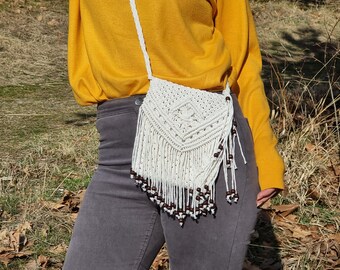 Macrame Shoulder Bag, Macrame Boho Bag, Macrame clutch bag, Macrame Purse, Boho Handbag,  Eco Friendly Fashion Statement